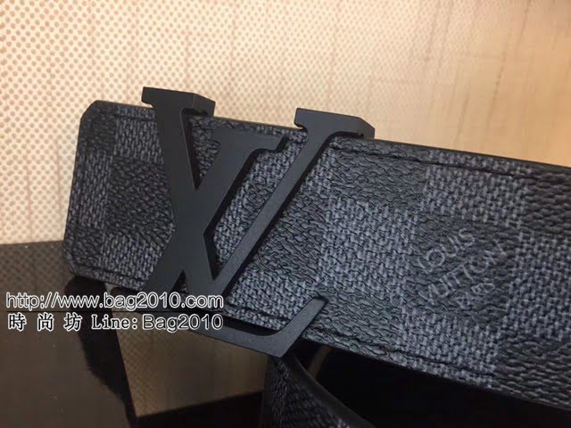 LV新款男士皮帶 路易威登精品原單腰帶 lv黑格皮帶  jjp2237